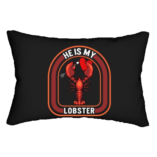 Valentines Lumbar Pillows, He Is My Lobster Holding Red
