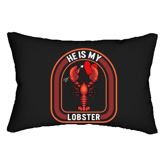 Valentines Lumbar Pillows, He Is My Lobster Holding Red
