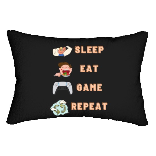 sleep eat game repeat PlayStation Lumbar Pillows