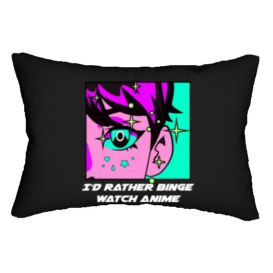 Id Rather Binge Watch Anime Kawaii Japanese Cute J Lumbar Pillows