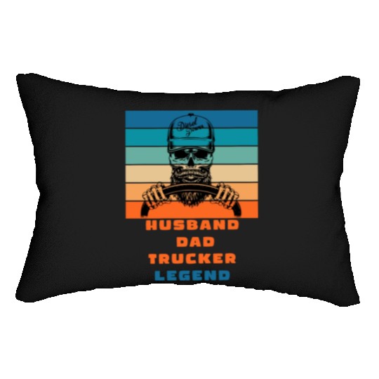 husband dad trucker legend Lumbar Pillows