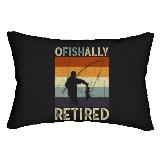 Ofishally Retired Fishing Retro Retirement Fishing Lumbar Pillows