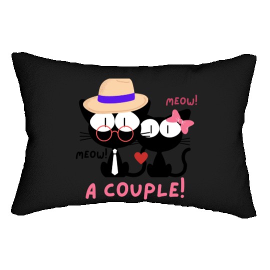 sweet couple cats for valentine gift Lumbar Pillows