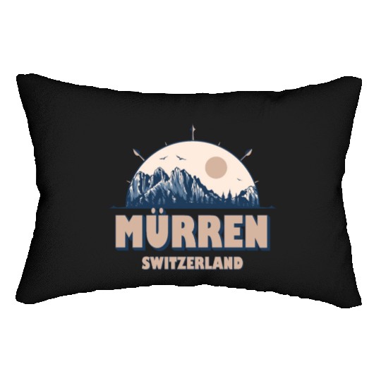 Mürren Switzerland Swiss Alps Vintage Hiking Desig Lumbar Pillows