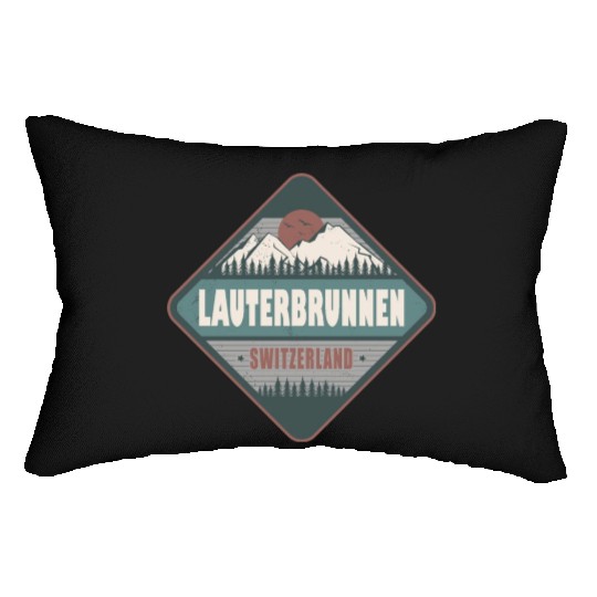 Lauterbrunnen Switzerland Vintage Hiking Design Lumbar Pillows