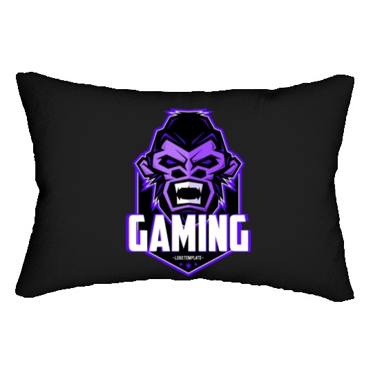 Angry gaming monkey Lumbar Pillows