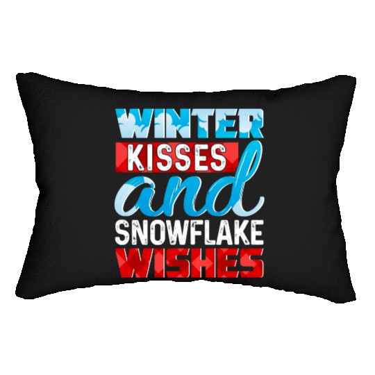Winter Kisses And Snowflake Wishes Lumbar Pillows