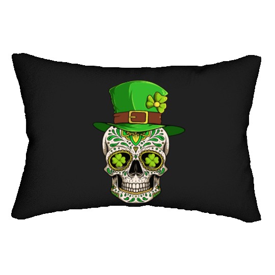 St Patricks Day Irish Sugar Skull Day Of Dead Lumbar Pillows
