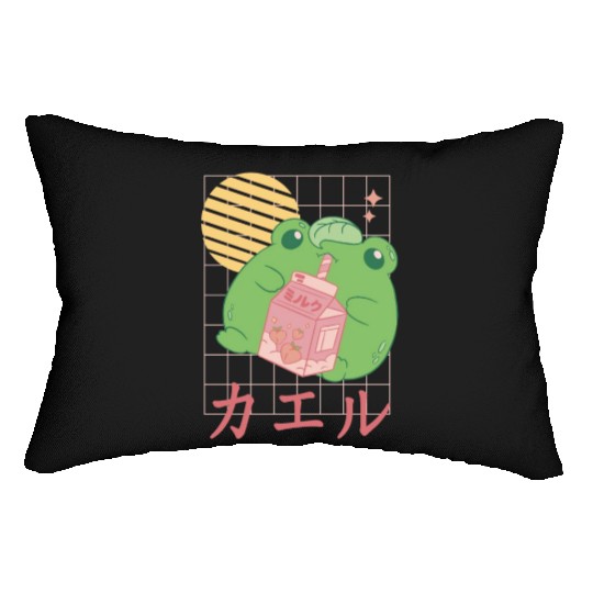 Strawberry Milk Frog Japanese Lumbar Pillows