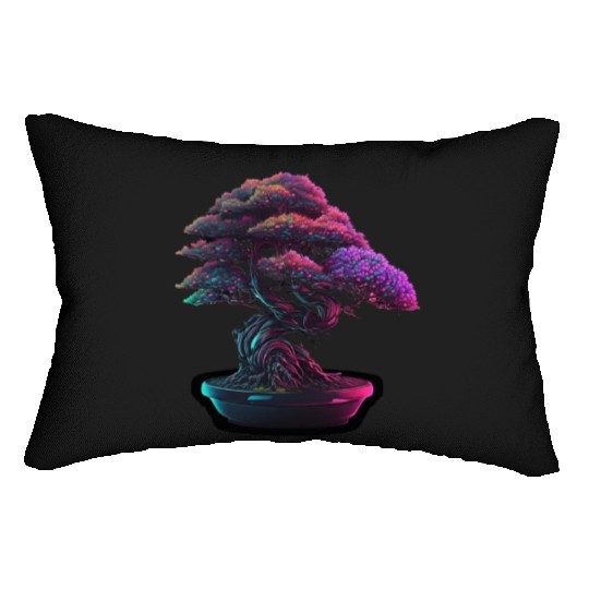 Synthwave Bonsai Tree Lumbar Pillows