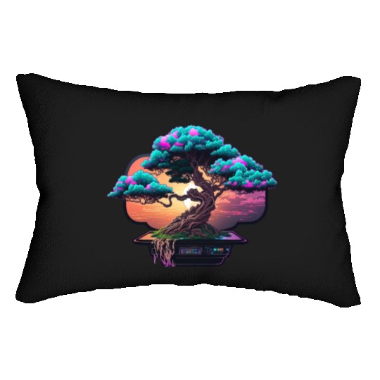 Synthwave Bonsai Tree Lumbar Pillows