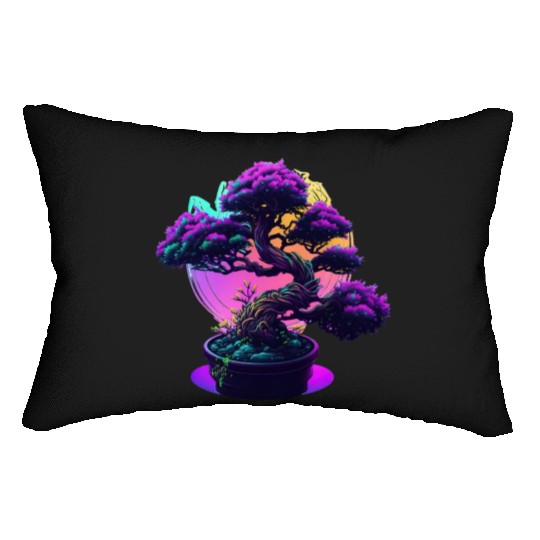 Synthwave Bonsai Tree Lumbar Pillows