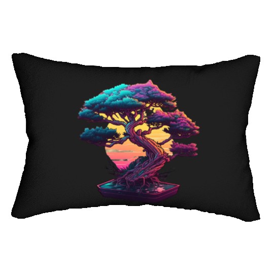 Synthwave Bonsai Tree Lumbar Pillows