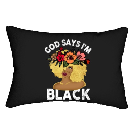 African American Girl God Says I Am Black Pride Lumbar Pillows
