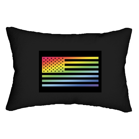 Stars And Stripes / Rainbow Flag (USA / Poster) Lumbar Pillows