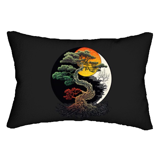 Yin and Yang Bonsai Tree Lumbar Pillows