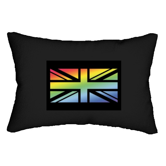 Union Jack / Rainbow Flag (Britain / UK / Poster) Lumbar Pillows