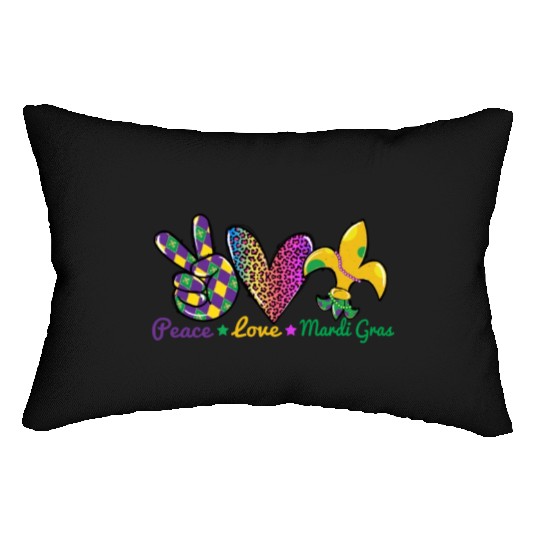 Love Peace Mardi Gras Outfit New Orleans Lumbar Pillows