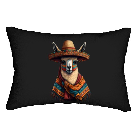 Cute Llama Animal Lovers Mexican Llama Mexican Lumbar Pillows