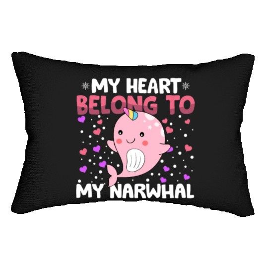 Valentines Day My Heart Belong to My Narwhal Boys Lumbar Pillows