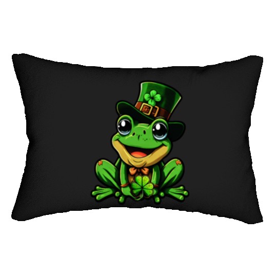 Lucky Frog St. Patrick's Day Top Hat Lumbar Pillows