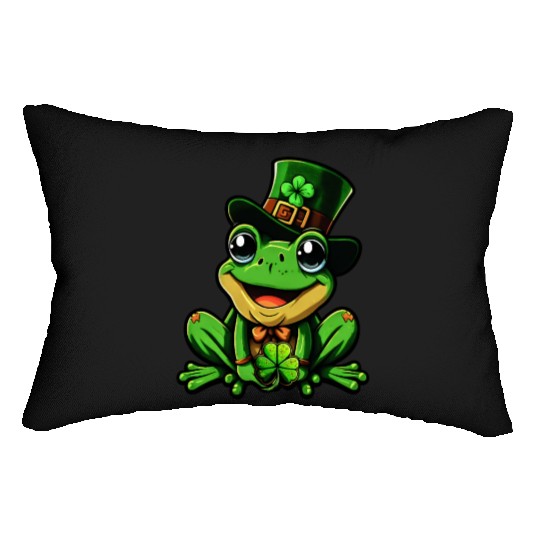 Lucky Frog St. Patrick's Day Top Hat Lumbar Pillows