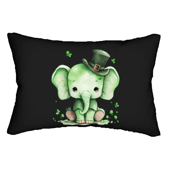 St Patrick's Day Irish Cute Elephant Saint Patrick Lumbar Pillows