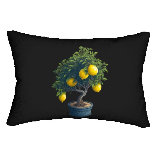 Lemon Bonsai Tree Lumbar Pillows