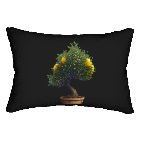 Lemon Bonsai Tree Lumbar Pillows