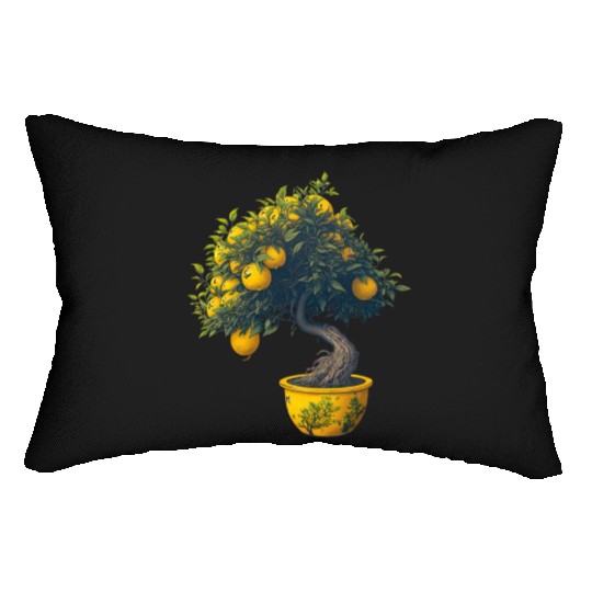 Lemon Bonsai Tree Lumbar Pillows