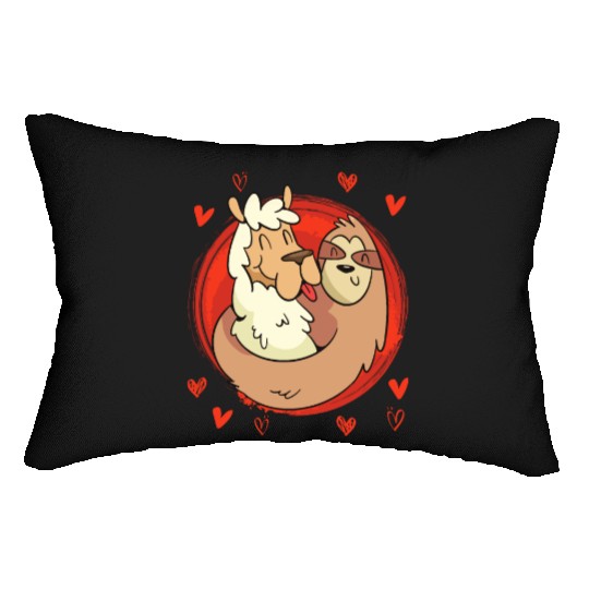 Llama I love my sloth darling love Valentine's Day Lumbar Pillows