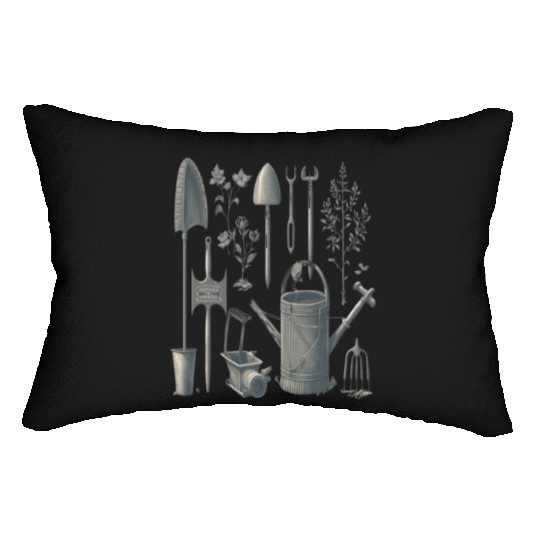 Florist Gardener Dad Grayscale Gardening Tools Lumbar Pillows