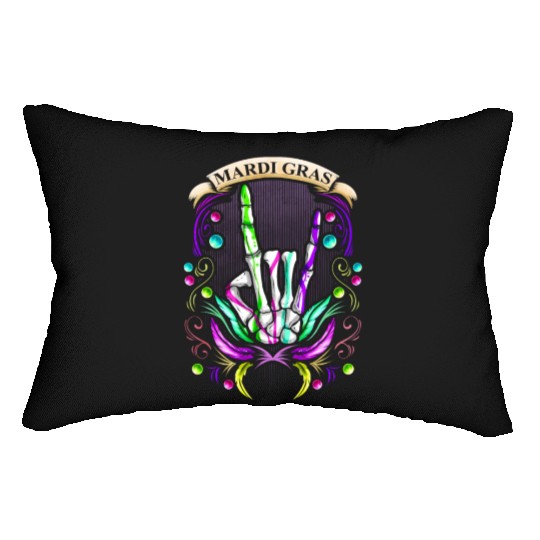 Rocking Skeleton Hand Showing Sign Of The Horns Lumbar Pillows