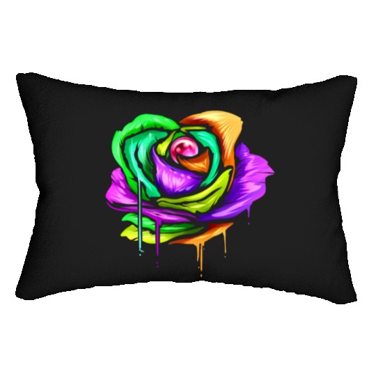 Painted And Colored Rose For Mardi Gras Lumbar Pillows