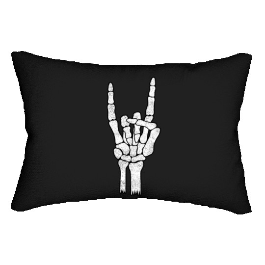 Skeleton Hand Rock Metal Sign Lumbar Pillows