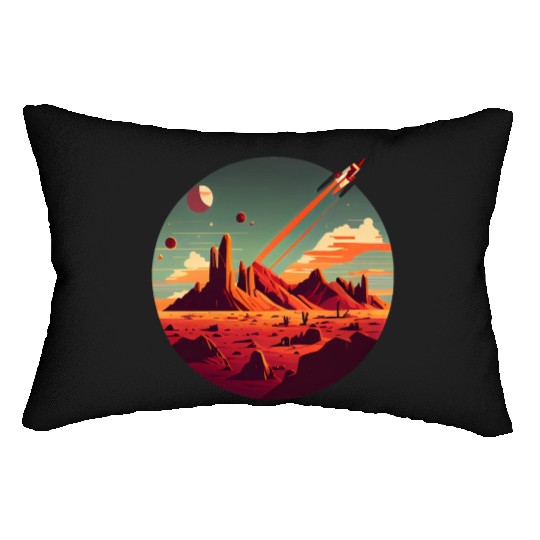 Vintage Space Science Mars Fiction Geek Solar Lumbar Pillows