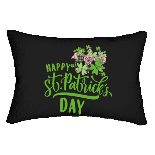 Happy St Patricks Day Irish Flamingo Lumbar Pillows