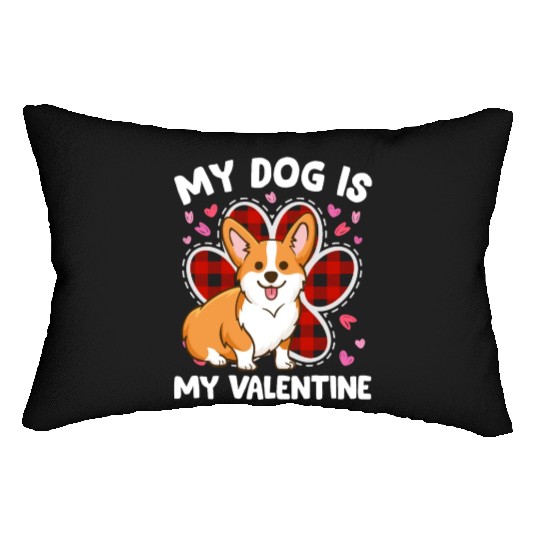 My Corgi Is My Valentine Funny Corgi Lover Owner Lumbar Pillows