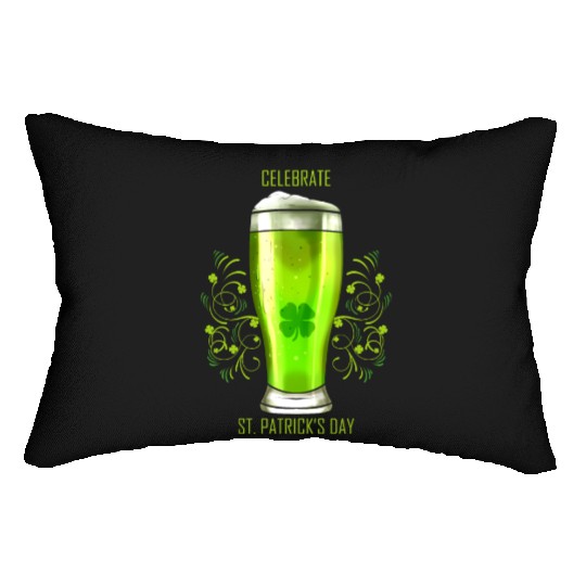Glass Of Green Beer To Celebrate St Patricks Day Lumbar Pillows