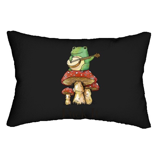 Cottagecore Toad Playing Guitar Lumbar Pillows