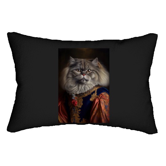 British Longhair King Cat Breed Portrait Royal Ren Lumbar Pillows