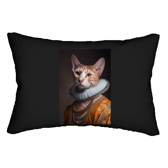 Ocicat Princess Cat Breed Portrait Royal Renaissan Lumbar Pillows