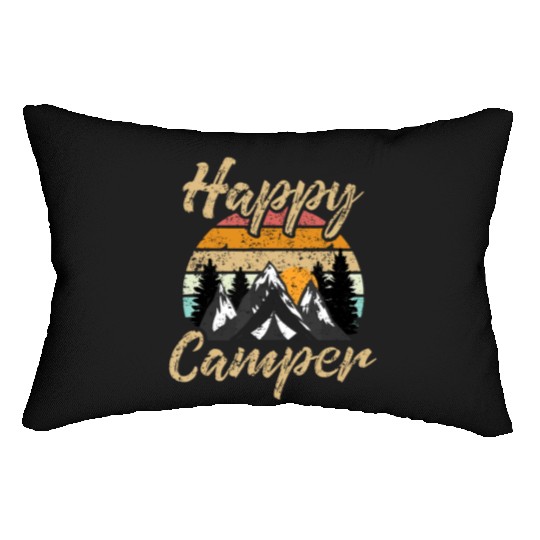 Funny Camping Hiking Lover Present Happy Camper Gi Lumbar Pillows