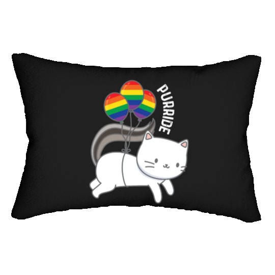Purride Cat Balloon Rainbow Gay Lumbar Pillows