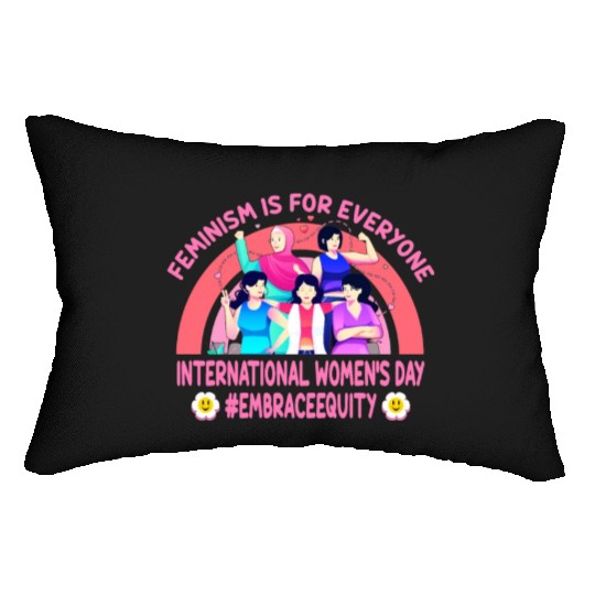International Women's Day Embrace Equity Feminism Lumbar Pillows