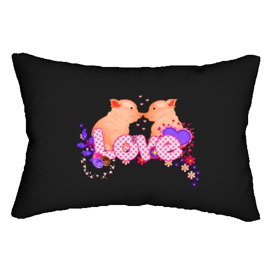 You are my Valentine. Funny Couple of Pigs. Lumbar Pillows
