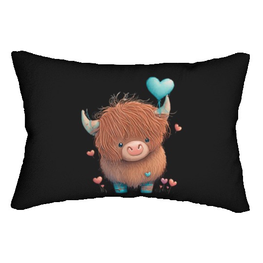 Cute Highland Cow Valentine's Day Farm Cow Lover V Lumbar Pillows