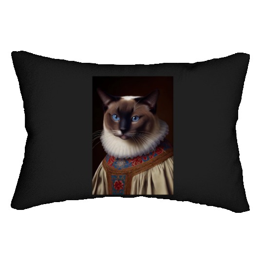 Snowshoe Queen Cat Breed Portrait Royal Renaissanc Lumbar Pillows