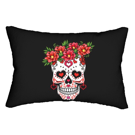 Valentines Sugar Bone Muertos Day Halloween Lumbar Pillows
