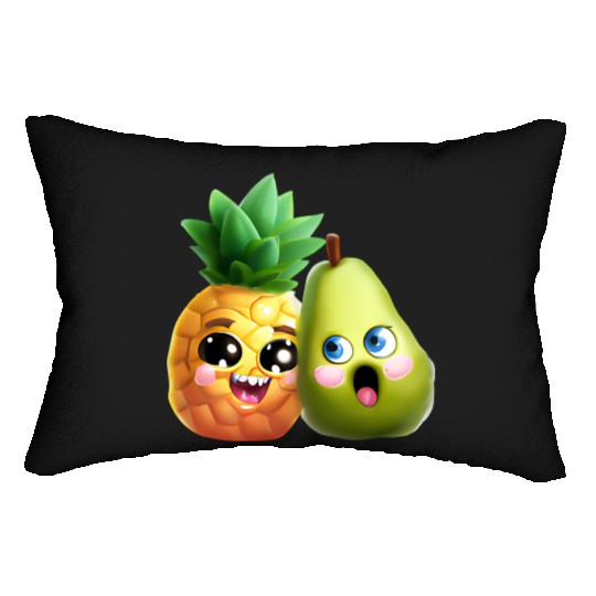 Pineapple pear love - cute fruit design Lumbar Pillows